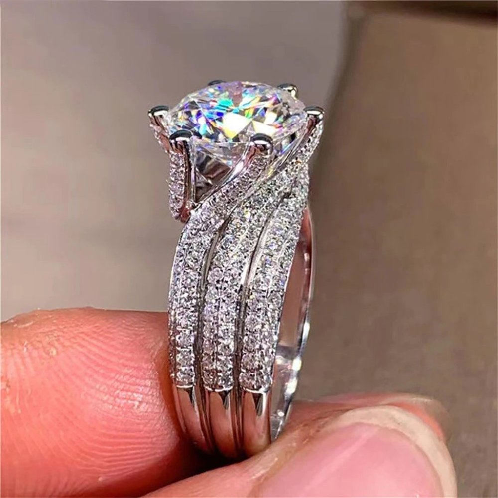 Certified 5ct. t.w. Moissanite Diamond Solitaire Luxury Engagement Ring NEW - Picture 7 of 12